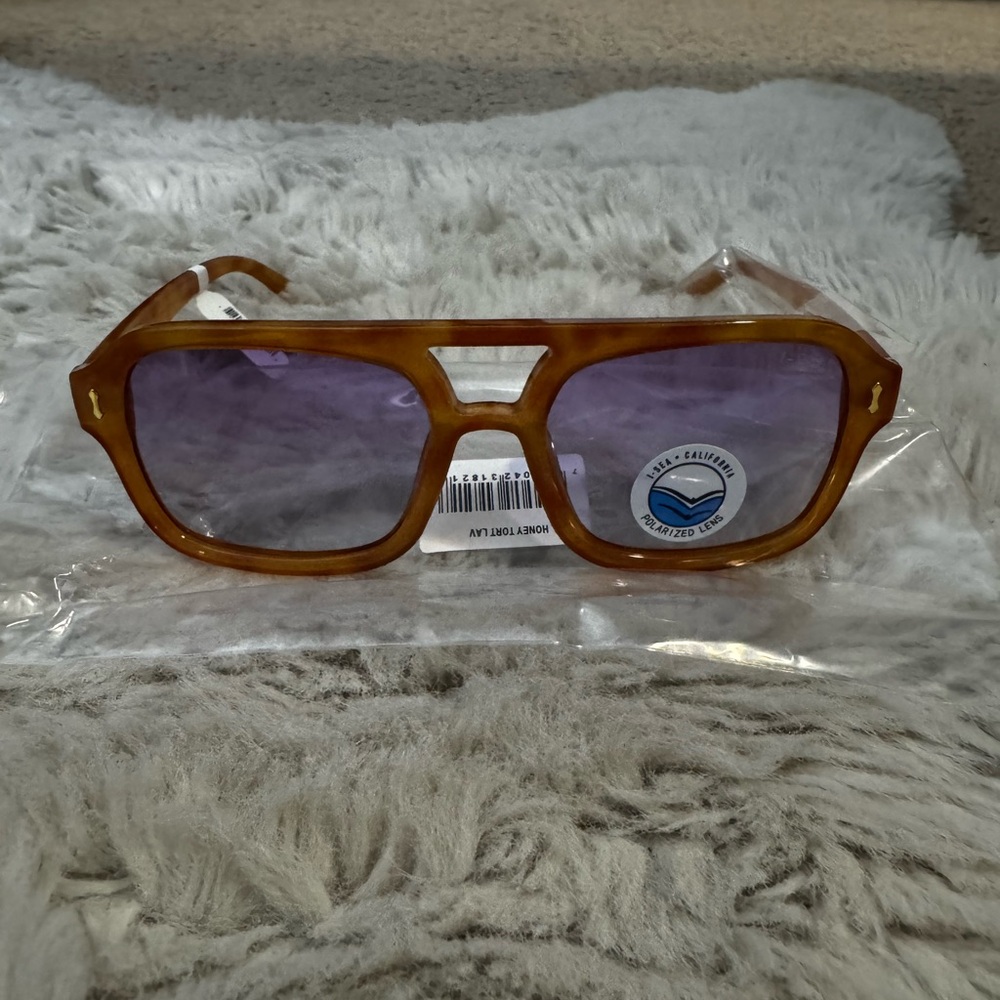 Stylish Brown Sunglasses with Purple Lenses